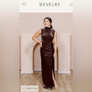 Revelry Beck Velvet Dress + Custom Wrap-Mahogany size 4
